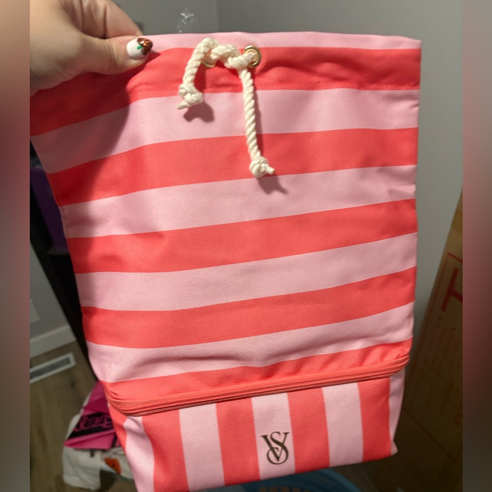 Victoria's Secret Coral and Pink Tote with bottom cooler